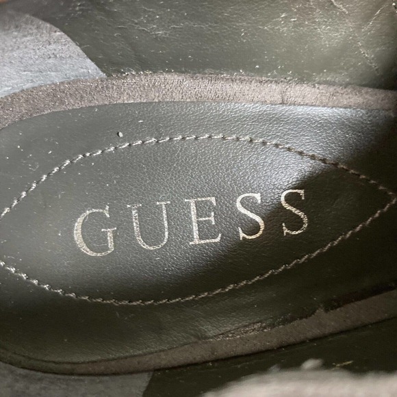 Guess Pumps Womens Sz 7.5 Gray Ruched Micro Suede Peep Toe Stiletto Heels Zipper - Picture 5 of 7